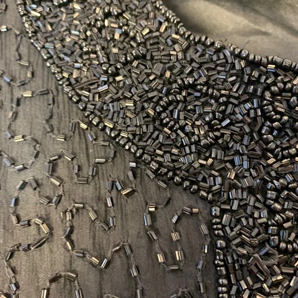 Vintage Patra Petite Black Beaded Silk Evening Jacket Cropped Size PM 80s 90s - Picture 4 of 16